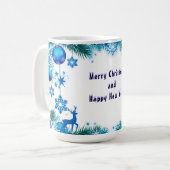 Festive Holiday Frame Ornaments and Snowflakes コーヒーマグカップ (正面左)