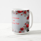 Festive Holiday Frame Ornaments and Snowflakes コーヒーマグカップ (正面右)