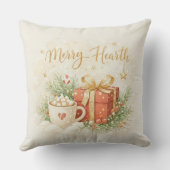 Festive Holiday Gift and Cocoa Throw Pillow クッション (裏面)