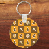Festive Holiday Grid Pattern キーホルダー (裏面)