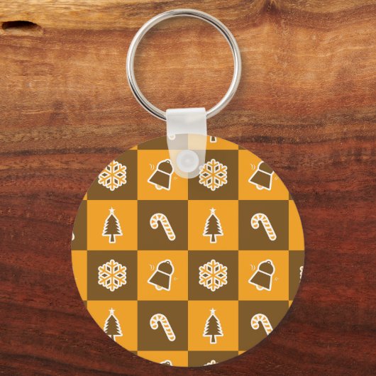 Festive Holiday Grid Pattern キーホルダー (裏面)