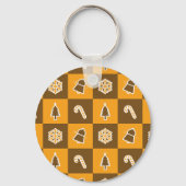 Festive Holiday Grid Pattern キーホルダー (裏面)