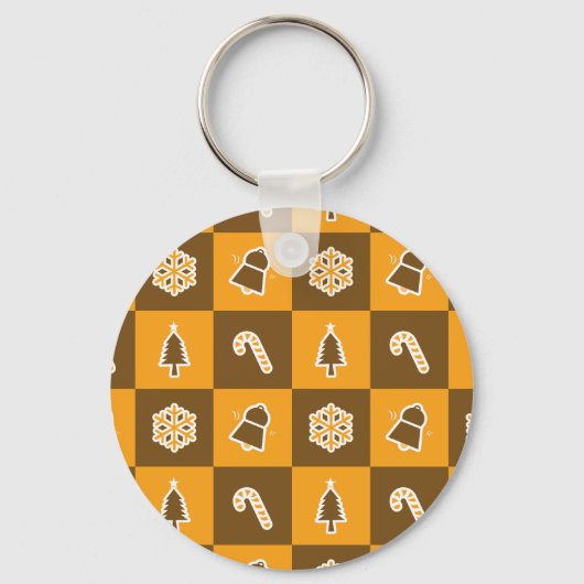 Festive Holiday Grid Pattern キーホルダー (裏面)