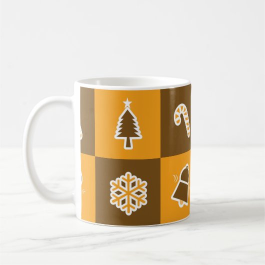 Festive Holiday Grid Pattern コーヒーマグカップ (左)