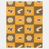 Festive Holiday Grid Pattern フリースブランケット (正面)