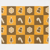 Festive Holiday Grid Pattern フリースブランケット (正面(横))
