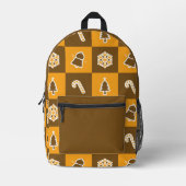 Festive Holiday Grid Pattern プリントバックパック (正面)