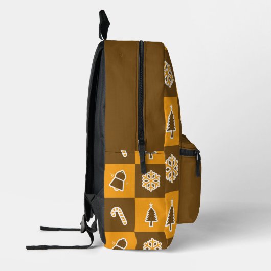 Festive Holiday Grid Pattern プリントバックパック (左)
