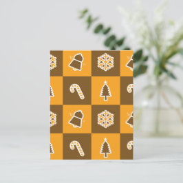 Festive Holiday Grid Pattern ポストカード