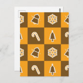 Festive Holiday Grid Pattern ポストカード (正面/裏面)