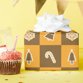Festive Holiday Grid Pattern ラッピングペーパー