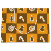Festive Holiday Grid Pattern ラージペーパーバッグ (正面)