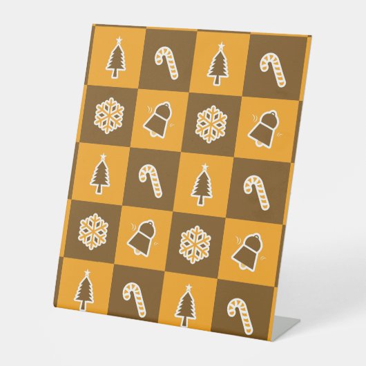 Festive Holiday Grid Pattern 台座サイン (正面)