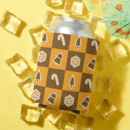 Festive Holiday Grid Pattern 缶クーラー