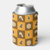 Festive Holiday Grid Pattern 缶クーラー (缶正面)