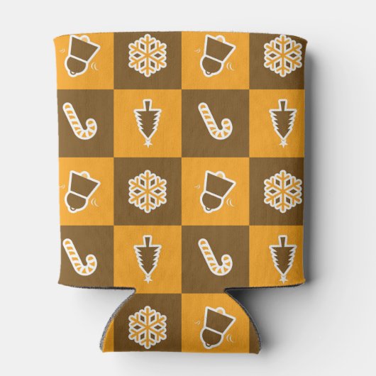 Festive Holiday Grid Pattern 缶クーラー (裏面)