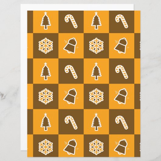 Festive Holiday Grid Pattern Scrapbook Paper (正面/裏面)