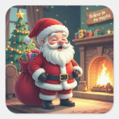 Festive Holiday Home Accent - Christmas Decorative スクエアシール (正面)