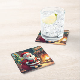 Festive Holiday Home Accent - Christmas Decorative スクエアペーパーコースター