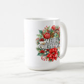 Festive Holiday Merry Christmas Wreath コーヒーマグカップ (正面右)
