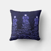 Festive Holiday Navy Christmas Trees Name  クッション (裏面)