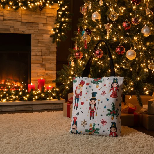 Festive Holiday Nutcracker Christmas Reusable トートバッグ