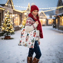 Festive Holiday Nutcracker Christmas Reusable トートバッグ