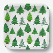 Festive Holiday Party Christmas Trees ペーパープレート (正面)
