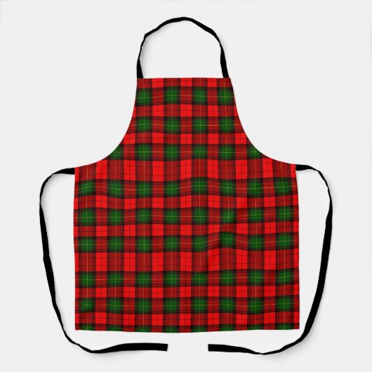 Festive Holiday Red and Green Scottish Plaid エプロン (正面)