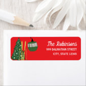 Festive Holiday Ski Skiing Return Address Label ラベル (インサイチュ)