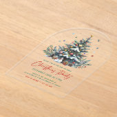 Festive Holiday Tree Christmas Party Invitation アクリル招待状 (レイダウン)