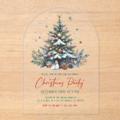 Festive Holiday Tree Christmas Party Invitation アクリル招待状 (正面)