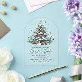 Festive Holiday Tree Christmas Party Invitation アクリル招待状 (インサイチュ (ウェディング))