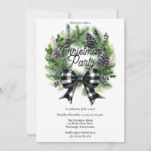 Festive Holiday Wreath BW Bow Christmas Party  シーズンカード (正面)