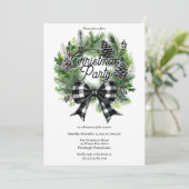 Festive Holiday Wreath BW Bow Christmas Party  シーズンカード (スタンド正面)