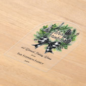 Festive Holiday Wreath Merry Christmas Non-Photo アクリル招待状 (レイダウン)