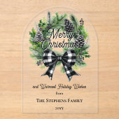 Festive Holiday Wreath Merry Christmas Non-Photo アクリル招待状 (正面)