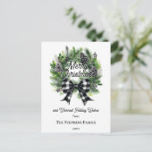 Festive Holiday Wreath Merry Christmas Non-Photo シーズンポストカード (スタンド正面)