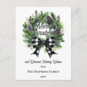 Festive Holiday Wreath Merry Christmas Non-Photo シーズンポストカード (正面)