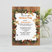 Festive Holly Berries Pine Cone Christmas party 招待状 (スタンド正面)