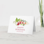 Festive Holly Berry and Evergreen Watercolor カード (正面)