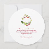 Festive Holly Berry and Evergreen Watercolor 招待状 (裏面)
