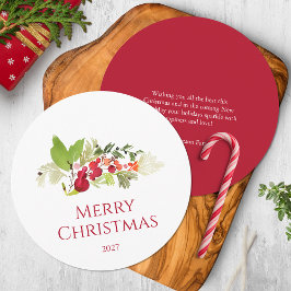 Festive Holly Berry and Evergreen Watercolor 招待状