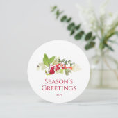 Festive Holly Berry and Evergreen Watercolor Card 招待状 (スタンド正面)