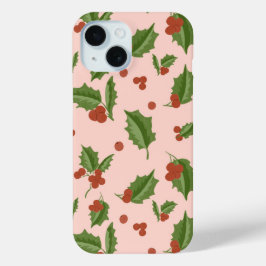 Festive Holly Berry Phone Case iPhone 15ケース