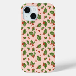Festive Holly Berry Phone Case iPhone 15ケース