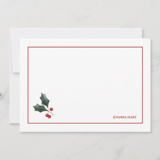 Festive Holly Customizable Stationery (正面)