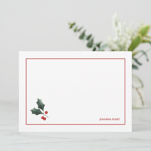 Festive Holly Customizable Stationery (スタンド正面)