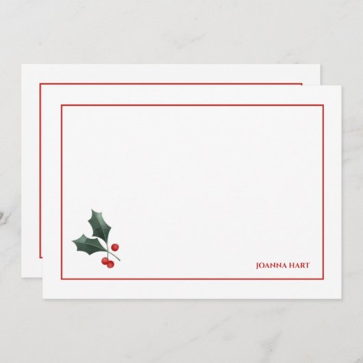 Festive Holly Customizable Stationery (正面/裏面)