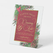 Festive Holly Dancing Feet Flip Flops Wedding  台座サイン (正面)